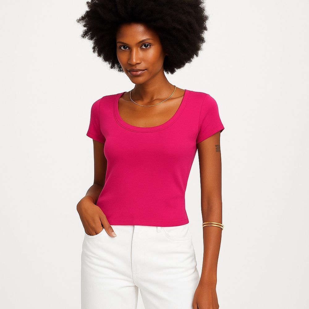 Madewell NWT (Re)generative Cotton Ribbed Scoopneck Tee Size XXS in Watermelon